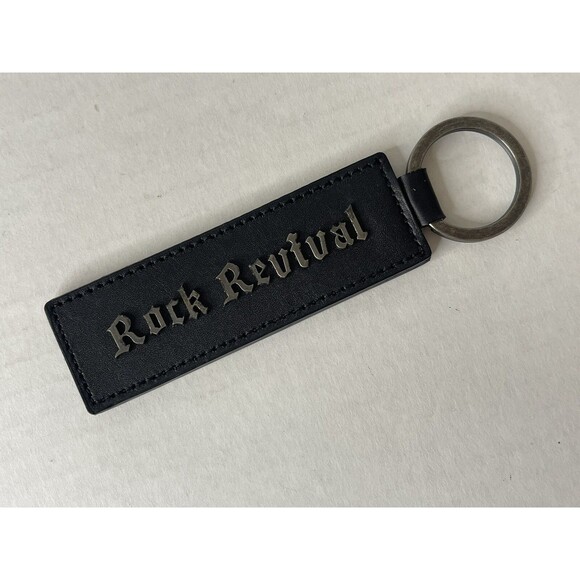 New Rock Revival Jeans Black Leather Keychain FOB - Picture 1 of 4